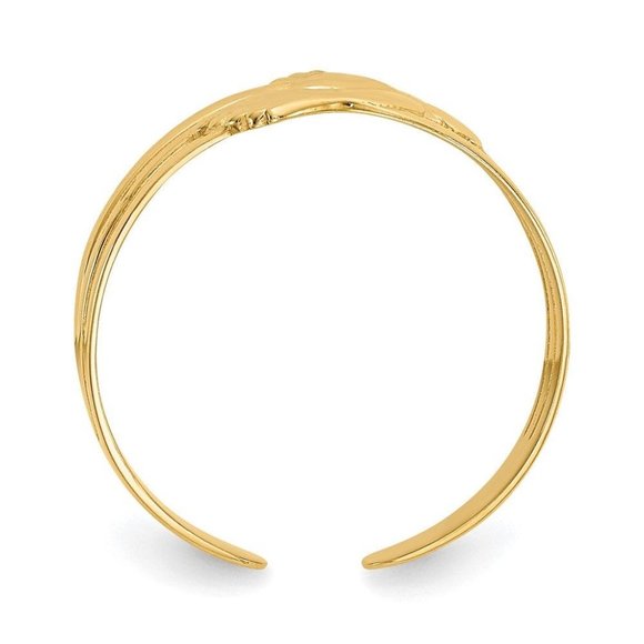 14k Yellow Gold Solid Toe Ring Bare Feet Adjustable - Picture 4 of 4